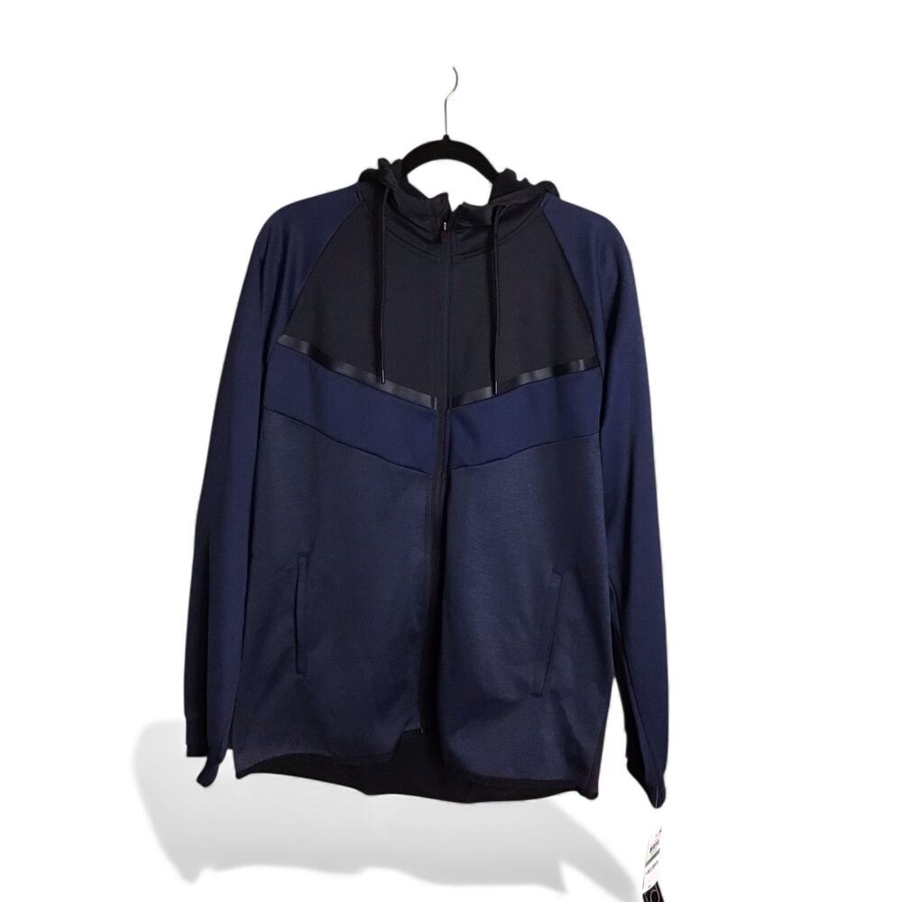 Ideology  Men’s hood  Blue Track Jacket Full Zip Tech  zip hoodie Sz Large NWT